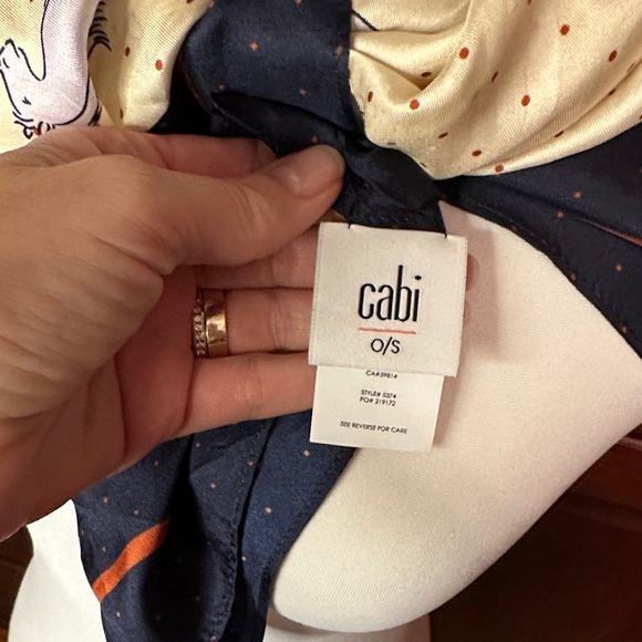 Cabi Elegant Cream and Navy Horse Print Scarf - Picture 2 of 4